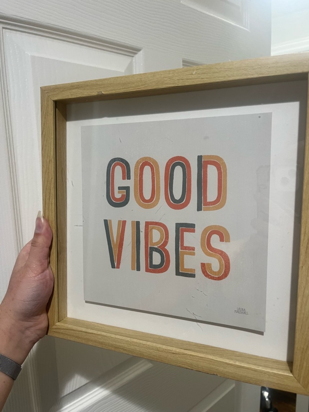 Good Vibes Framed Wall Art - Multicolor Typography